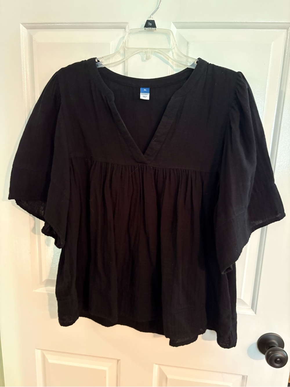 Old Navy Black V-Neck Peasant Blouse